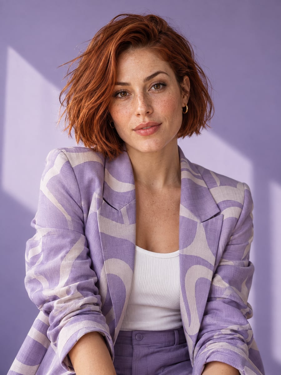 Sofia Neri, a fictional virtual fashion creator, in an editorial portrait